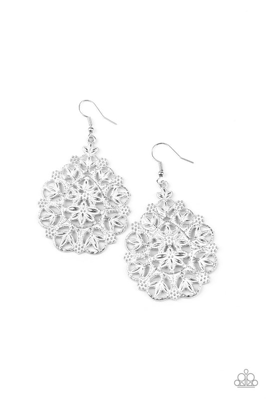 Paparazzi Floral Affair - White Earrings