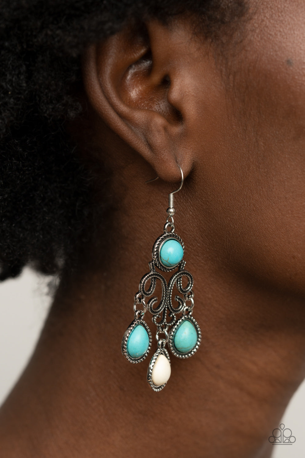 Paparazzi Canyon Chandelier - Multi Blue White Earrings