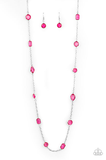Paparazzi Glassy Glamorous - Pink Necklace