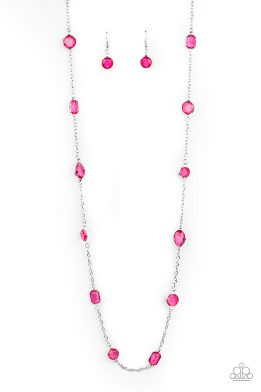 Paparazzi Glassy Glamorous - Pink Necklace