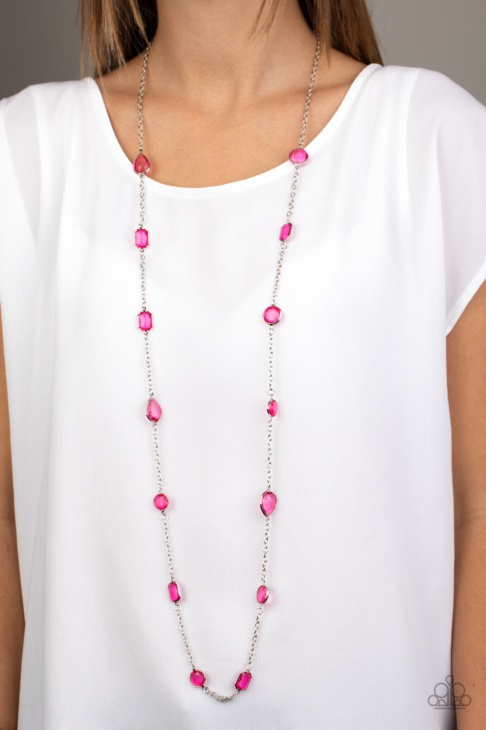 Paparazzi Glassy Glamorous - Pink Necklace