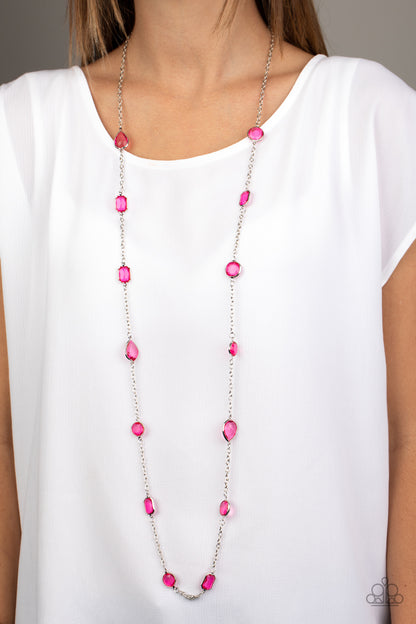 Paparazzi Glassy Glamorous - Pink Necklace