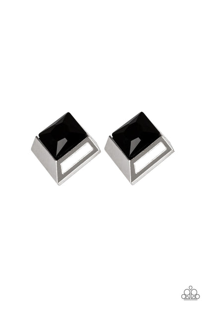 Paparazzi Stellar Square - Black Earrings
