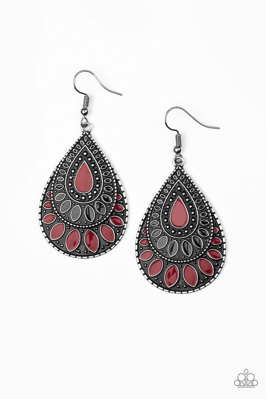 Paparazzi Westside Wildside - Multi Red Black Earrings