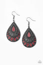Paparazzi Westside Wildside - Multi Red Black Earrings