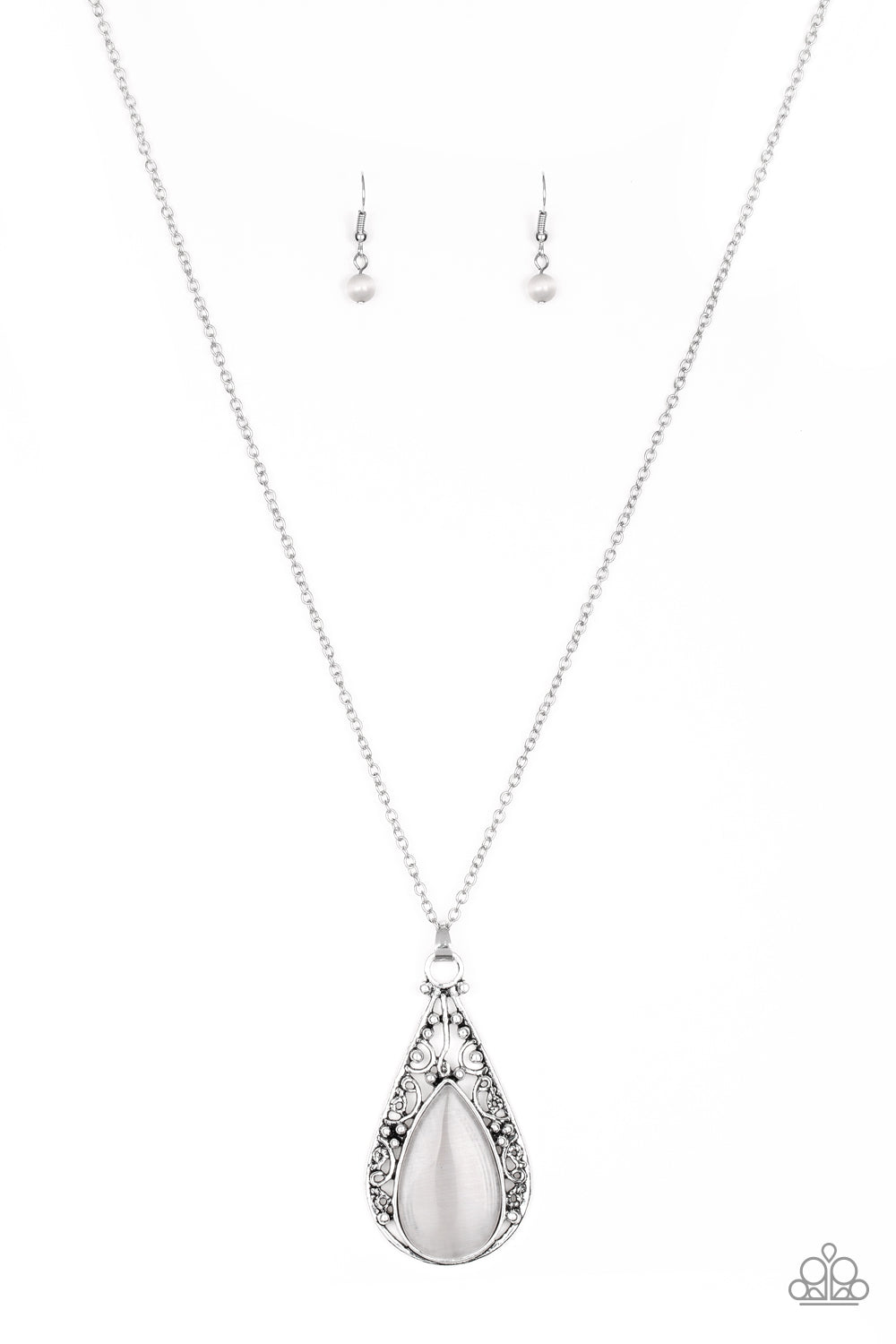 Paparazzi Enchanted Eden - Silver White Necklace