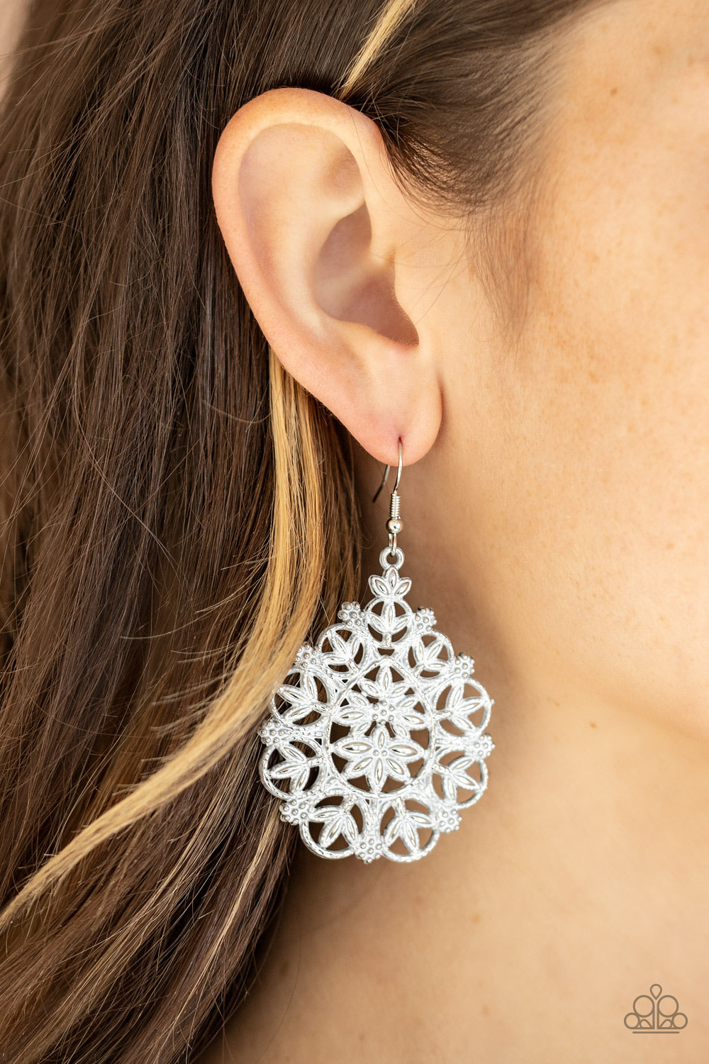 Paparazzi Floral Affair - White Earrings