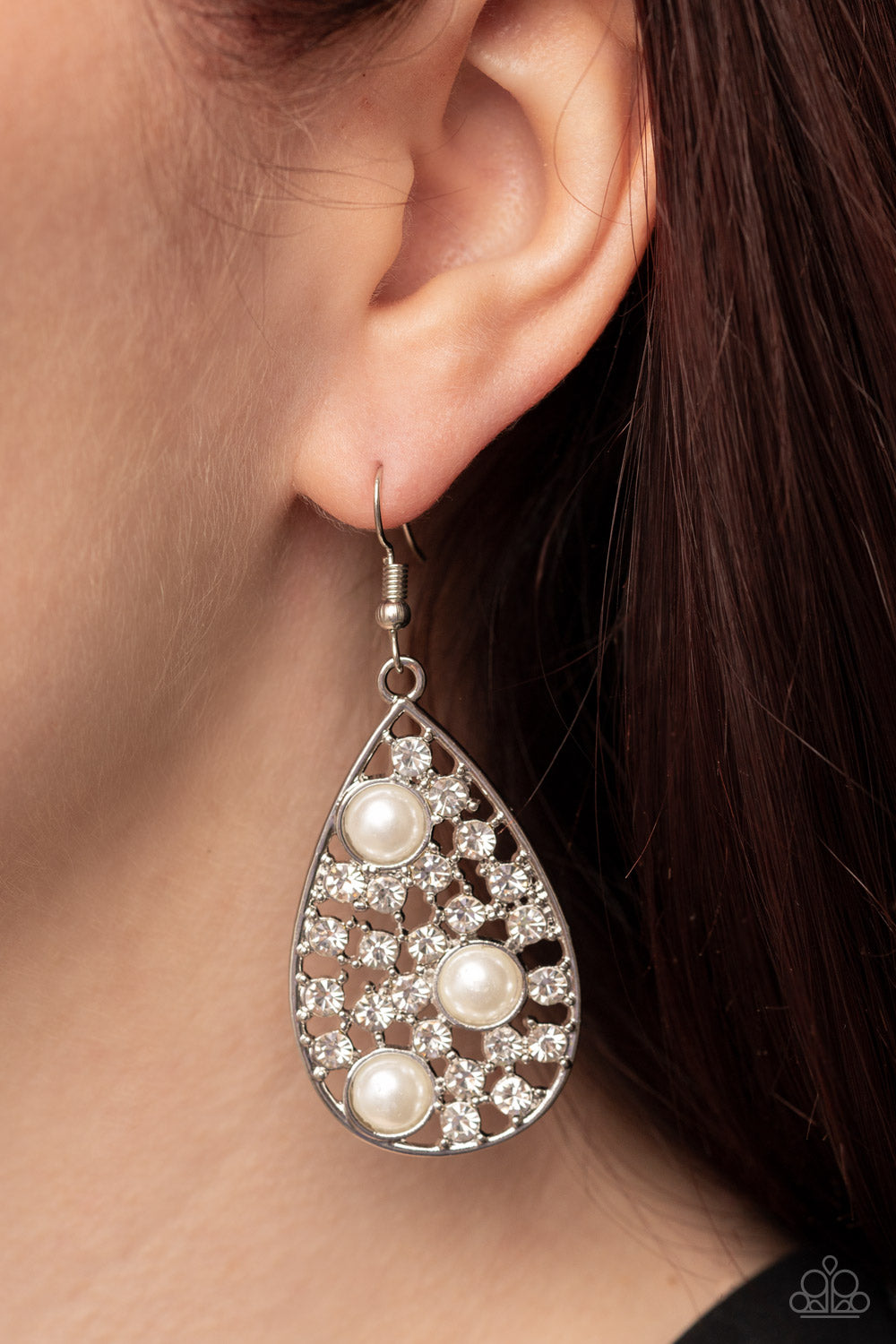 Paparazzi Bauble Burst - White Earrings