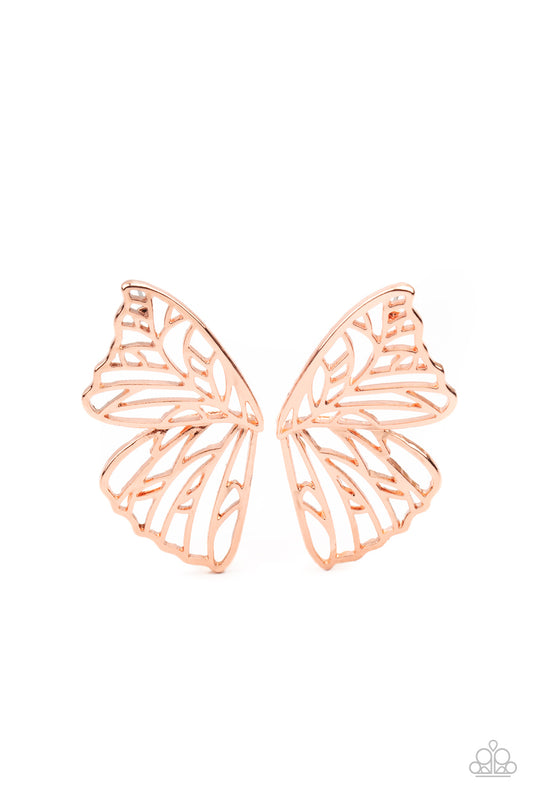 Paparazzi Butterfly Frills - Copper Earrings