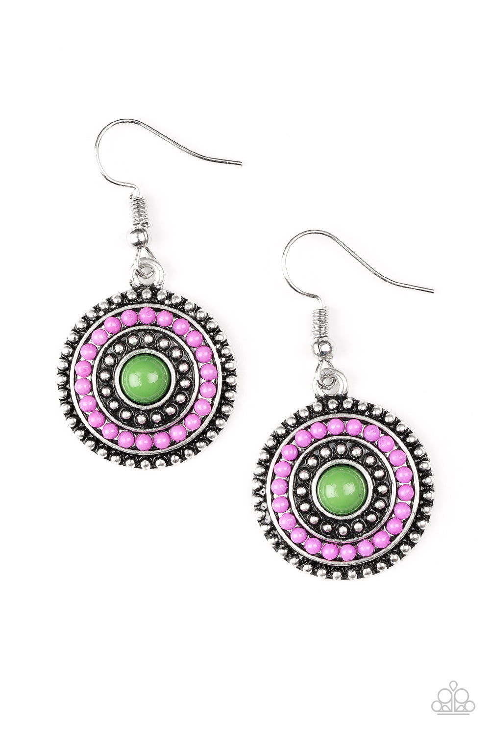 Paparazzi Rainbow Riviera - Multi Purple Green Earrings