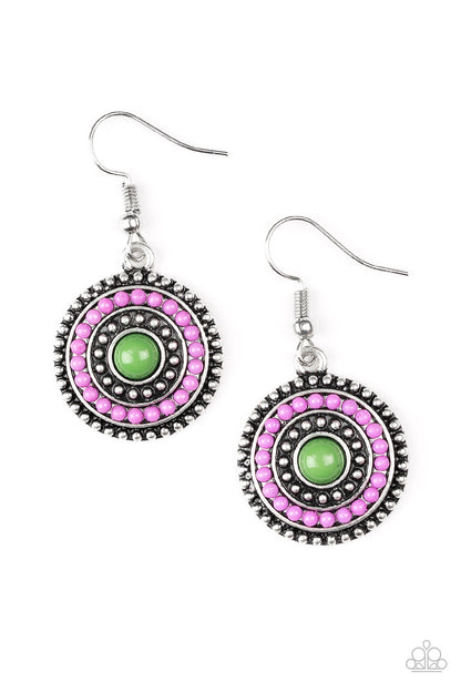 Paparazzi Rainbow Riviera - Multi Purple Green Earrings