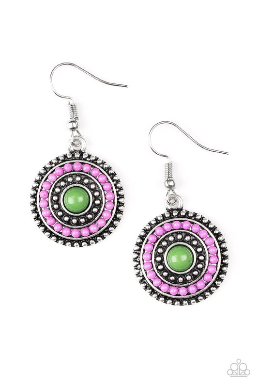Paparazzi Rainbow Riviera - Multi Purple Green Earrings