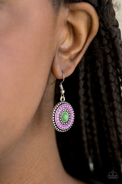 Paparazzi Rainbow Riviera - Multi Purple Green Earrings