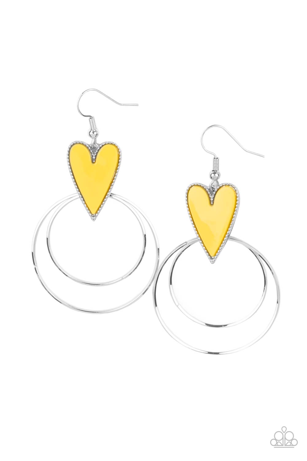 Paparazzi Happily Ever Hearts - Yellow Earrings