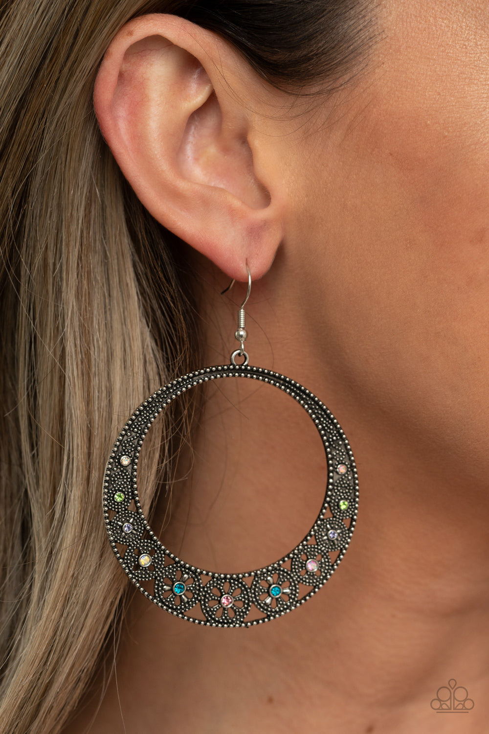 Paparazzi Bodaciously Blooming - Multi Iridescent Earrings