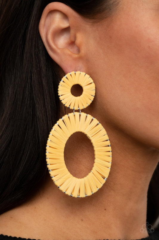 Paparazzi Foxy Flamenco - Yellow Earrings