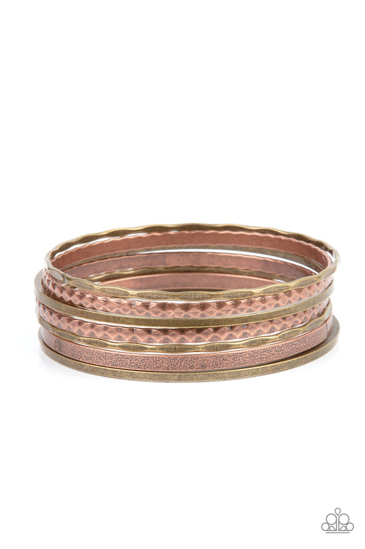 Paparazzi How Do You Stack Up? - Multi Copper Brass Bangle Bracelet