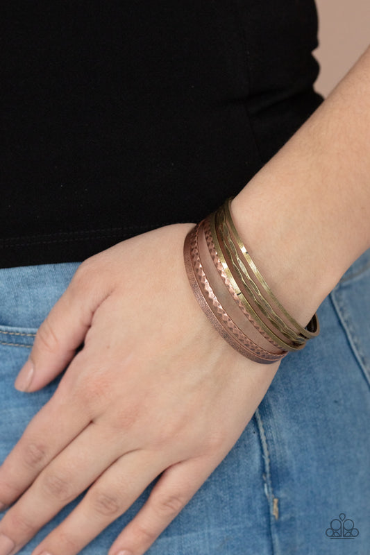 Paparazzi How Do You Stack Up? - Multi Copper Brass Bangle Bracelet