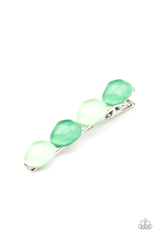 Paparazzi Bubbly Reflections - Green Hair Clip