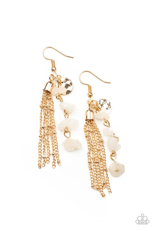 Paparazzi Stone Sensation - Gold Earrings