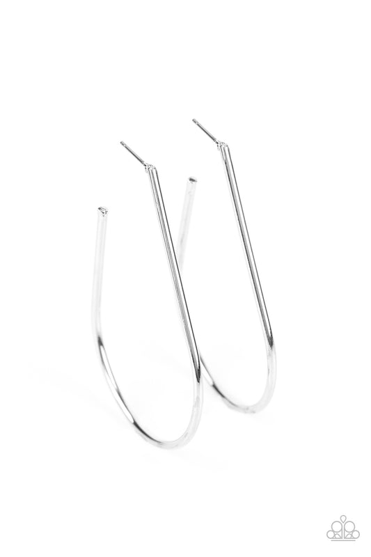 Paparazzi City Curves - Silver Hoop Earrings
