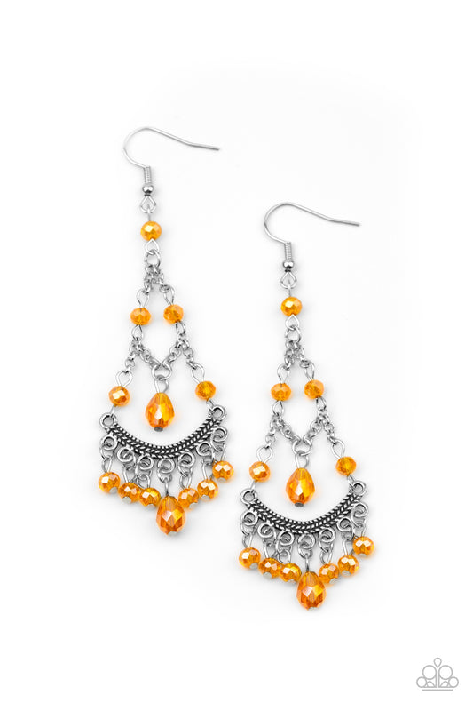 Paparazzi First In SHINE - Orange Earrings