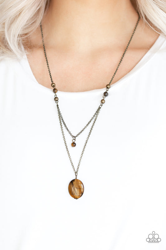 Paparazzi Time To Hit The ROAM - Brass Brown Necklace