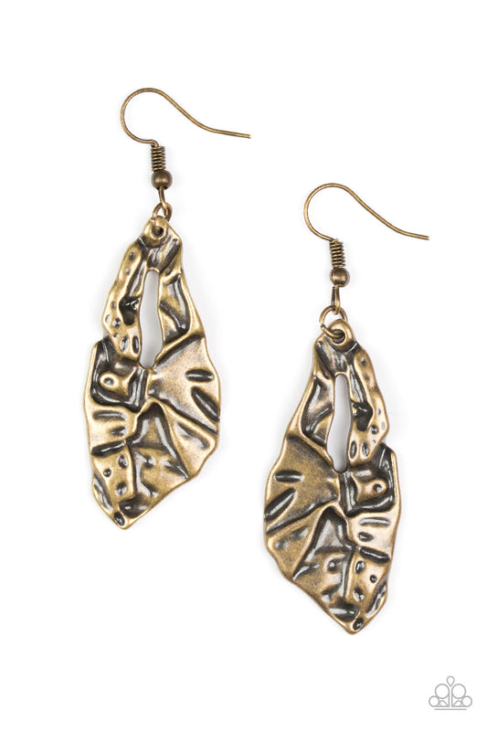 Paparazzi Cave Cavalier - Brass Earrings