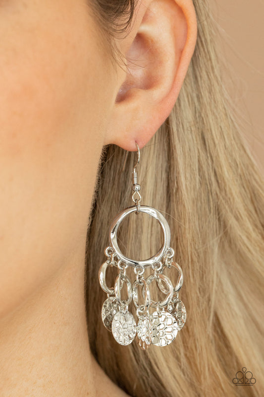 Paparazzi Partners In CHIME - Silver Earrings