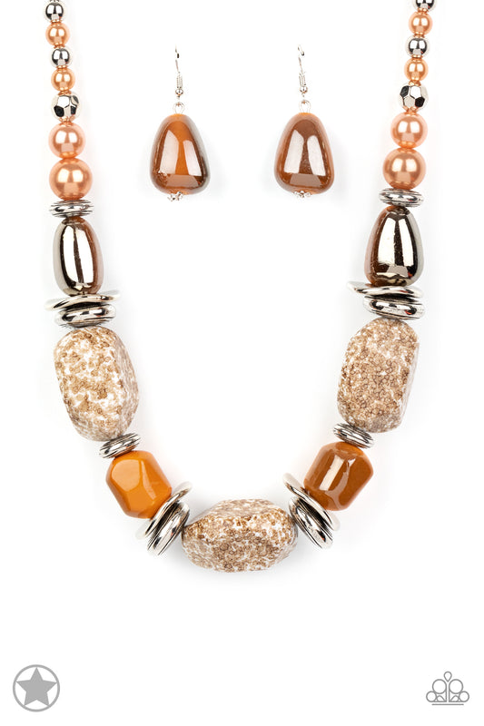 Paparazzi In Good Glazes - Peach Brown Necklace