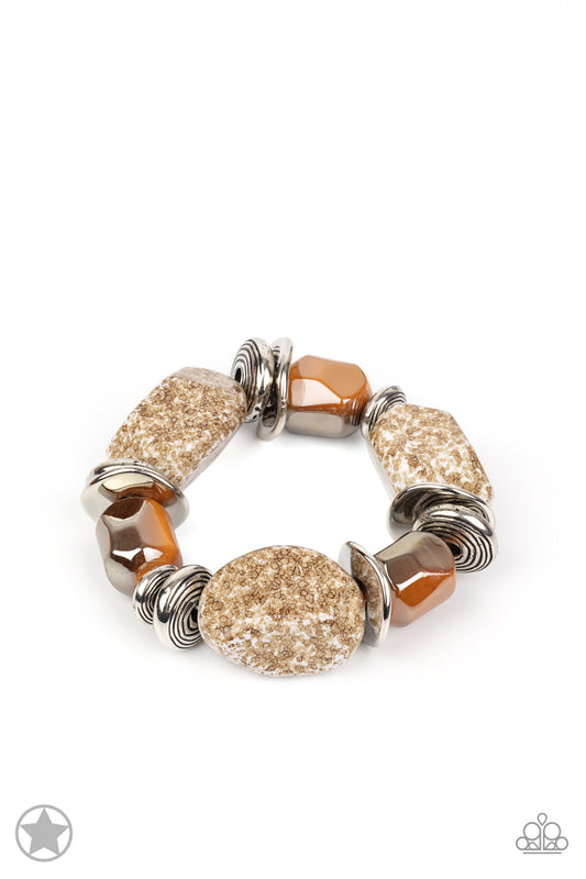 Paparazzi Glaze Of Glory - Peach Brown Bracelet