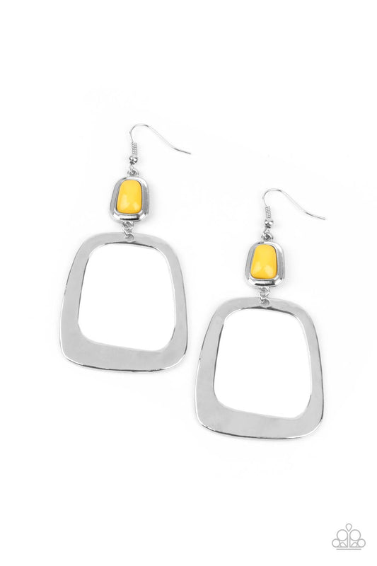 Paparazzi Material Girl Mod - Yellow Earrings