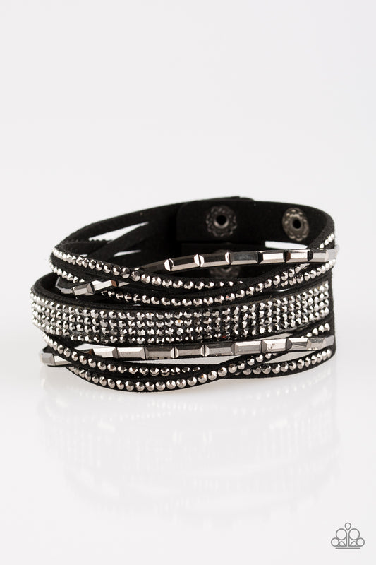 Paparazzi Tough Girl Glamour - Black Urban Bracelet