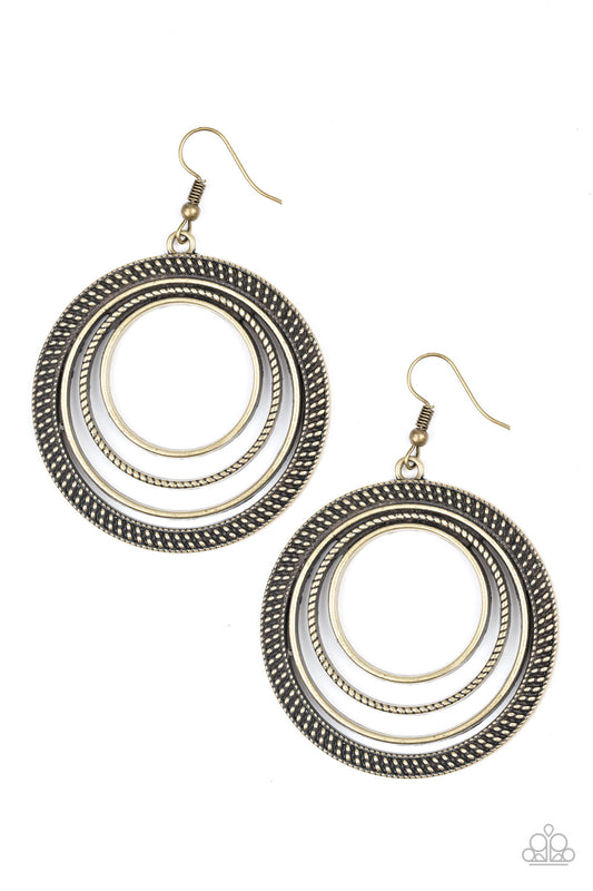 Paparazzi Totally Textured - Brass Earrings