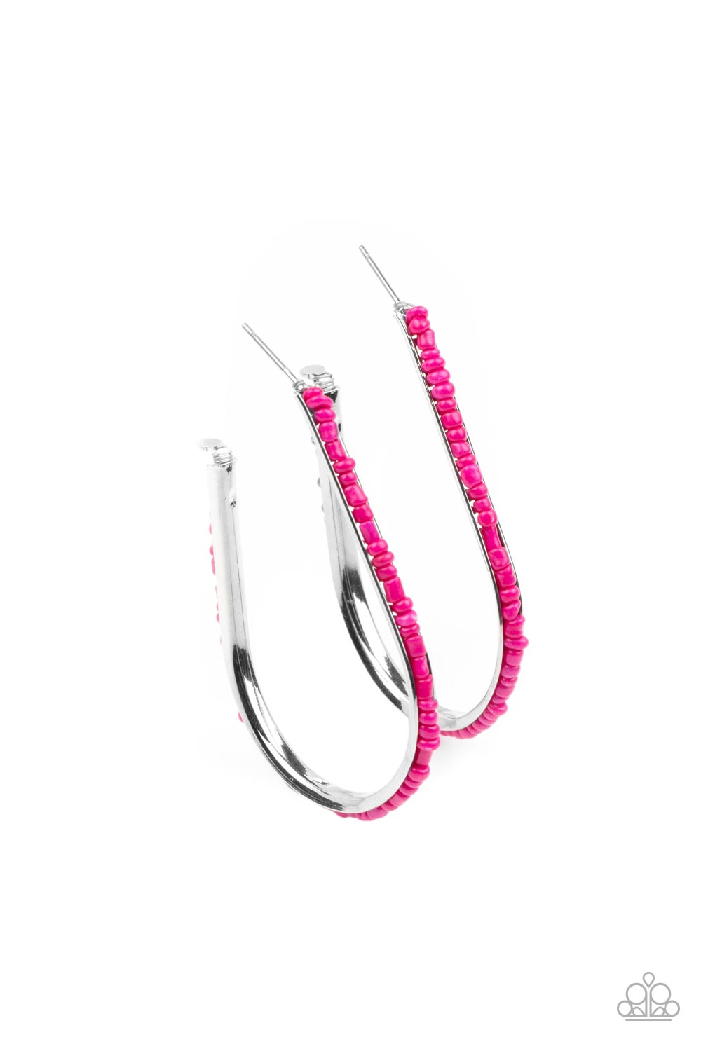 Paparazzi Beaded Bauble - Pink Hoop Earrings