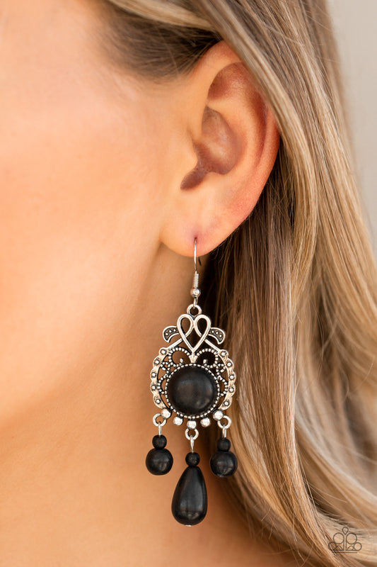 Paparazzi Stone Bliss - Black Earrings