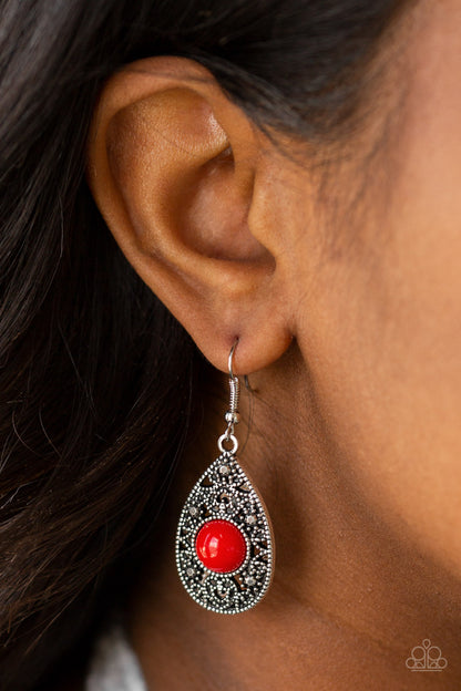 Paparazzi From POP To Bottom - Red Earrings