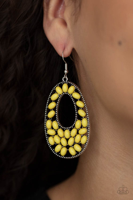 Paparazzi Beaded Shores - Yellow Earrings