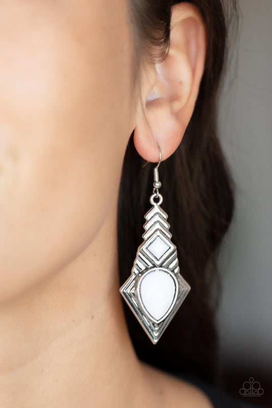 Paparazzi Stylishly Sonoran - White Earrings