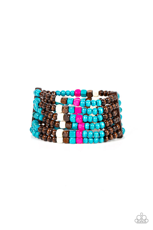 Paparazzi Dive into Maldives - Blue Wood Bracelet