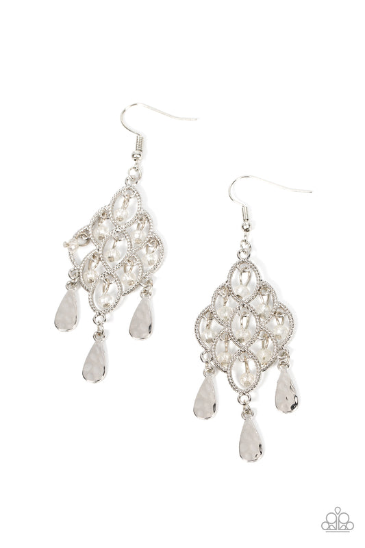 Paparazzi Sentimental Shimmer - White Earrings