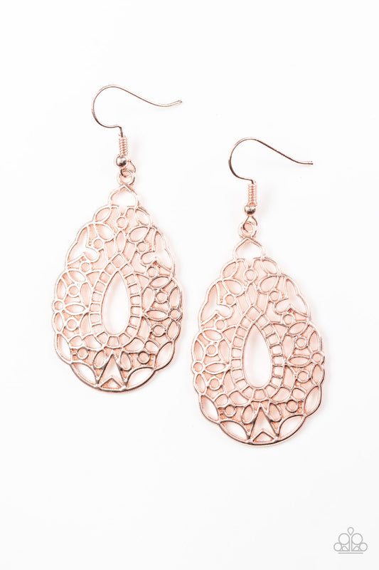 Paparazzi Wisteria Histeria - Rose Gold Earrings