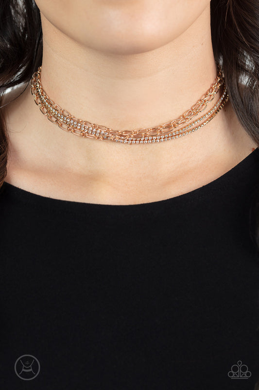 Paparazzi Glitter and Gossip - Gold Choker Necklace