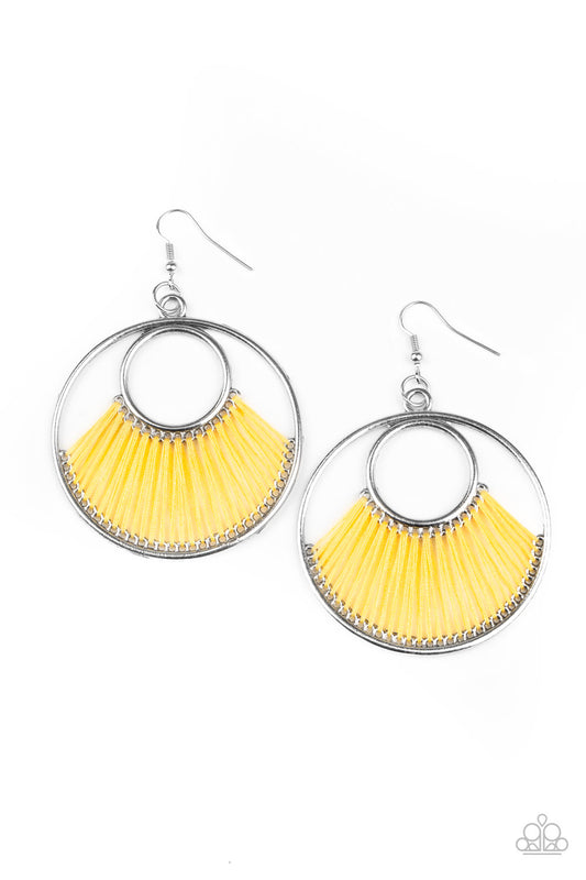 Paparazzi Really High-Strung - Yellow Earrings