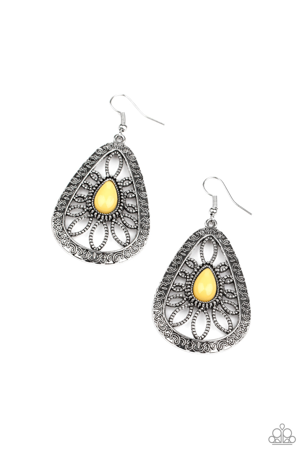 Paparazzi Floral Frill - Yellow Earrings