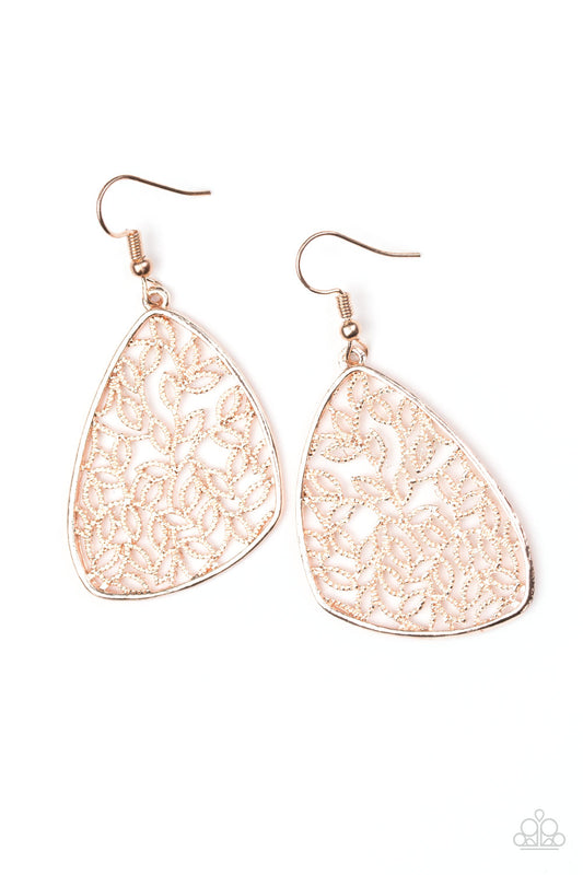 Paparazzi Time To LEAF - Rose Gold Earrings