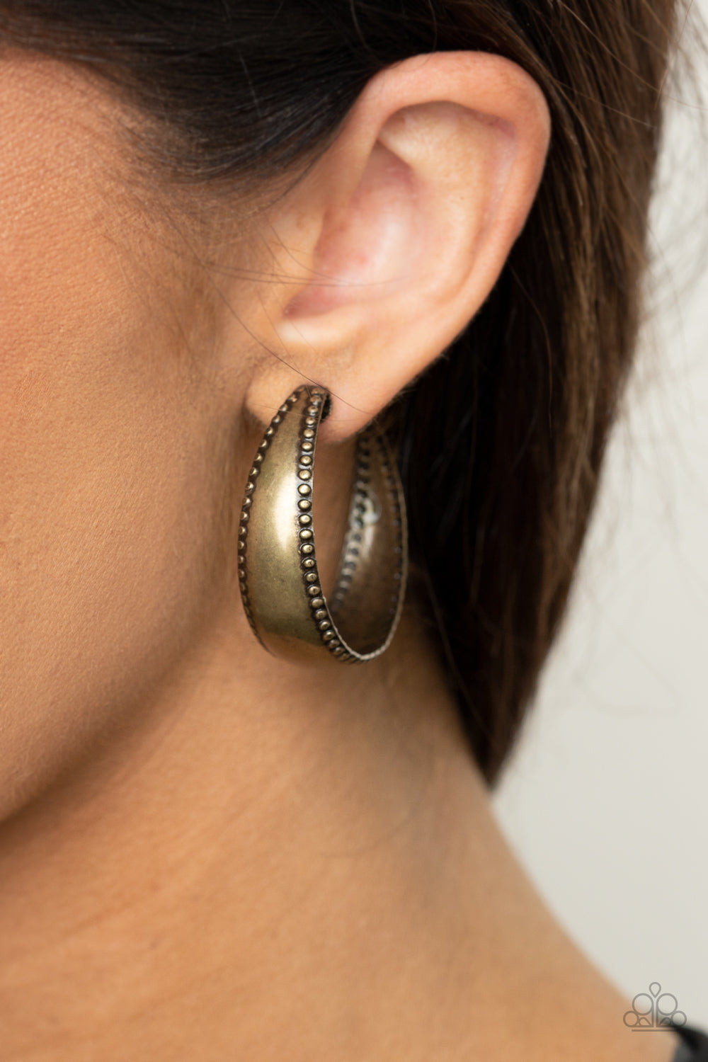 Paparazzi Burnished Benevolence - Brass Hoop Earrings