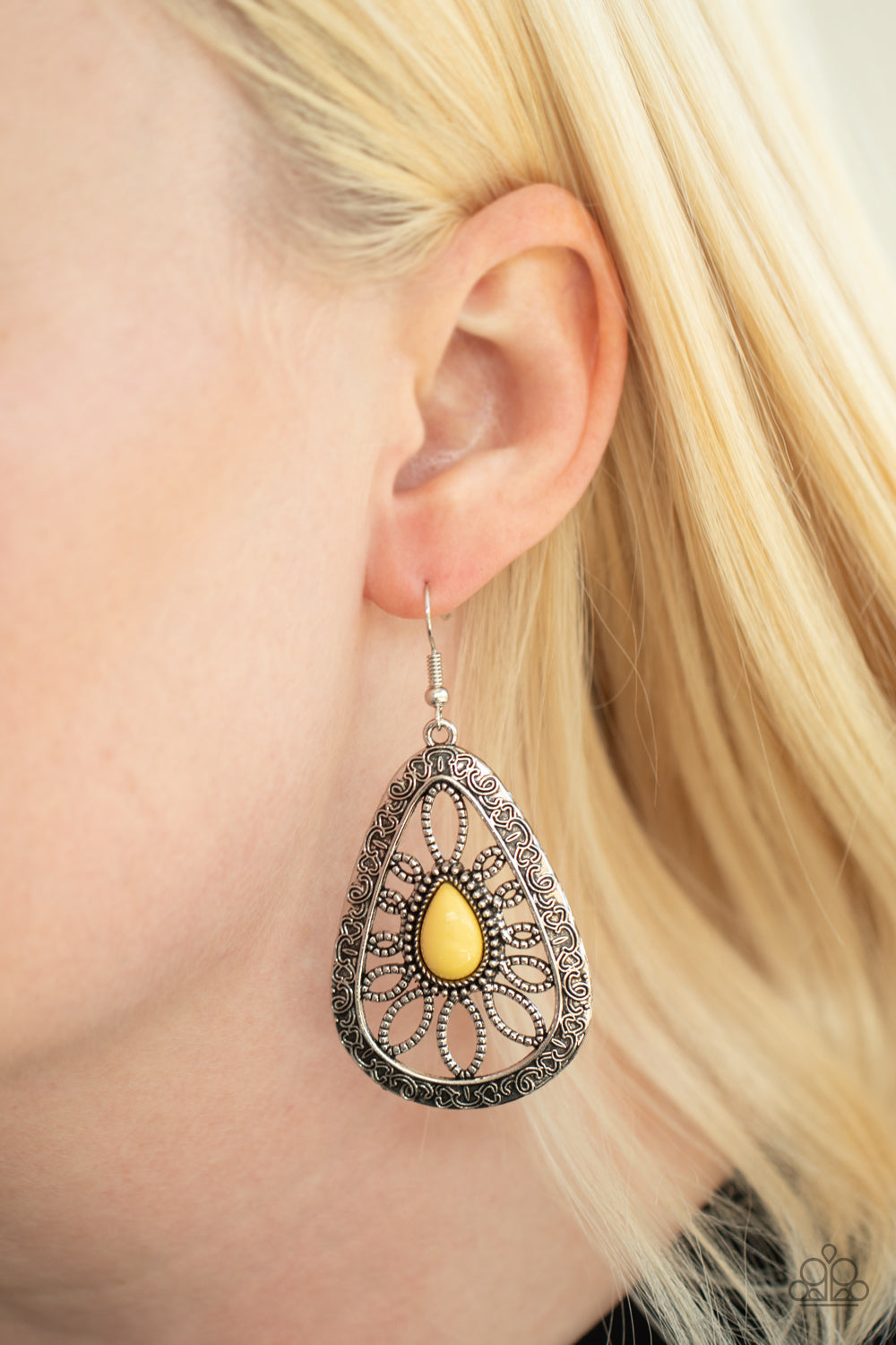Paparazzi Floral Frill - Yellow Earrings