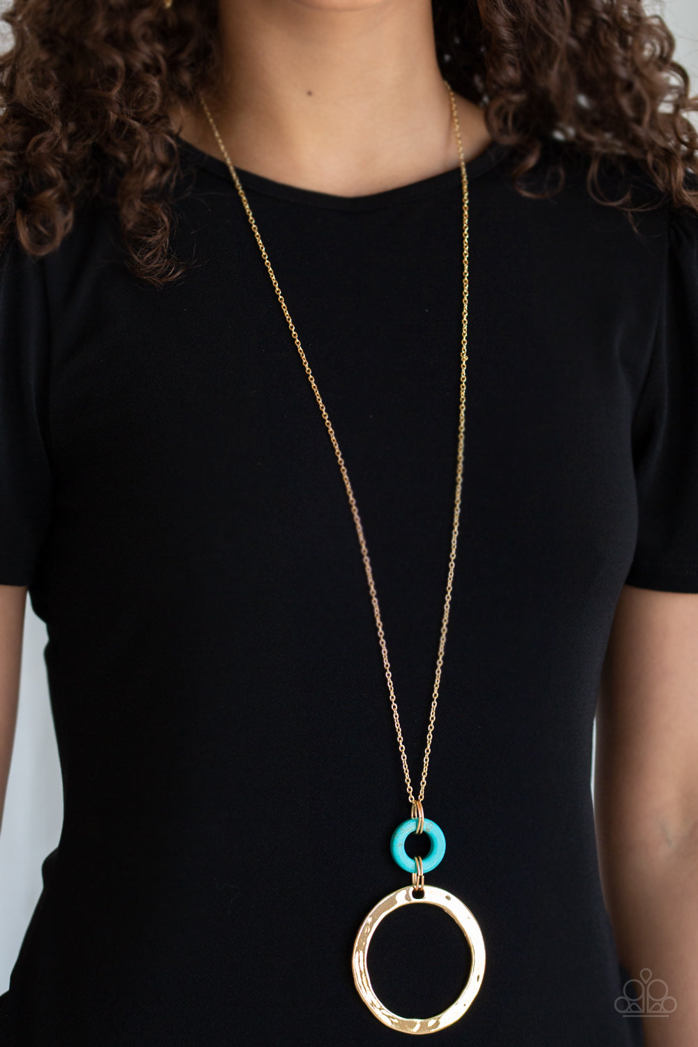 Paparazzi Optical Illusion - Gold Blue Necklace