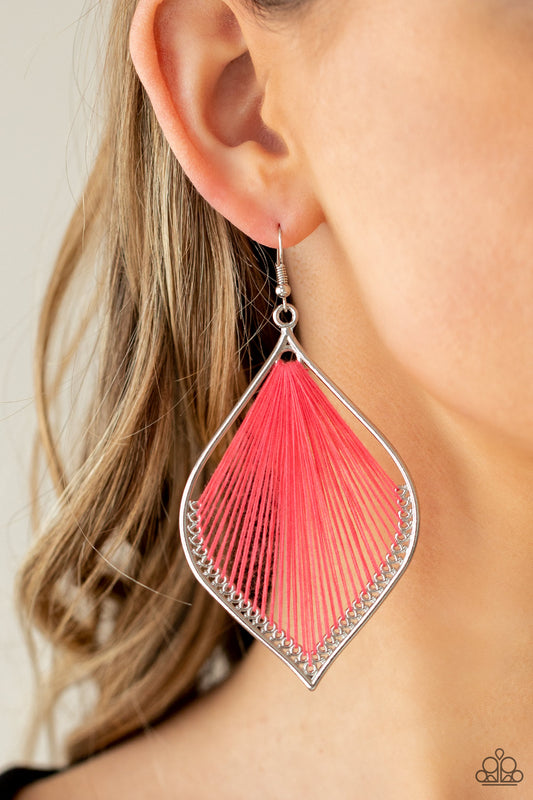 Paparazzi String Theory - Pink Earrings